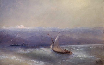 sea on the mountains background 1880 Romantic Ivan Aivazovsky Russian Oil Paintings